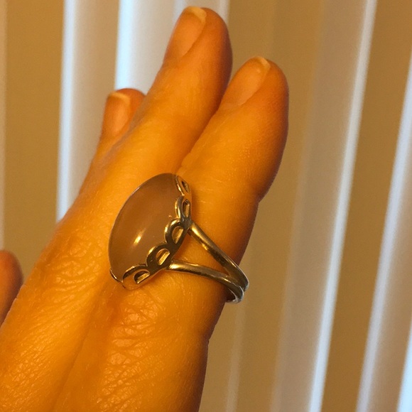 Sterling Silver Rose Quartz Ring sz 8 - Picture 3 of 5